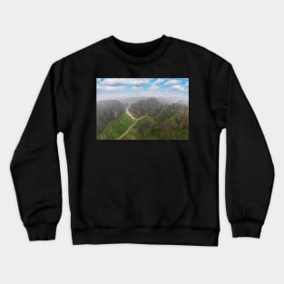 Aerial view of Trang An from viewpoint Hang Mua Crewneck Sweatshirt